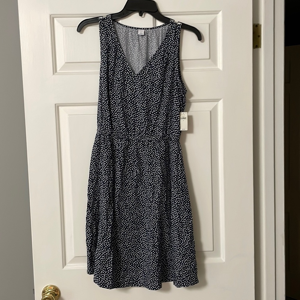 Navy and white polka dot Old Navy dress